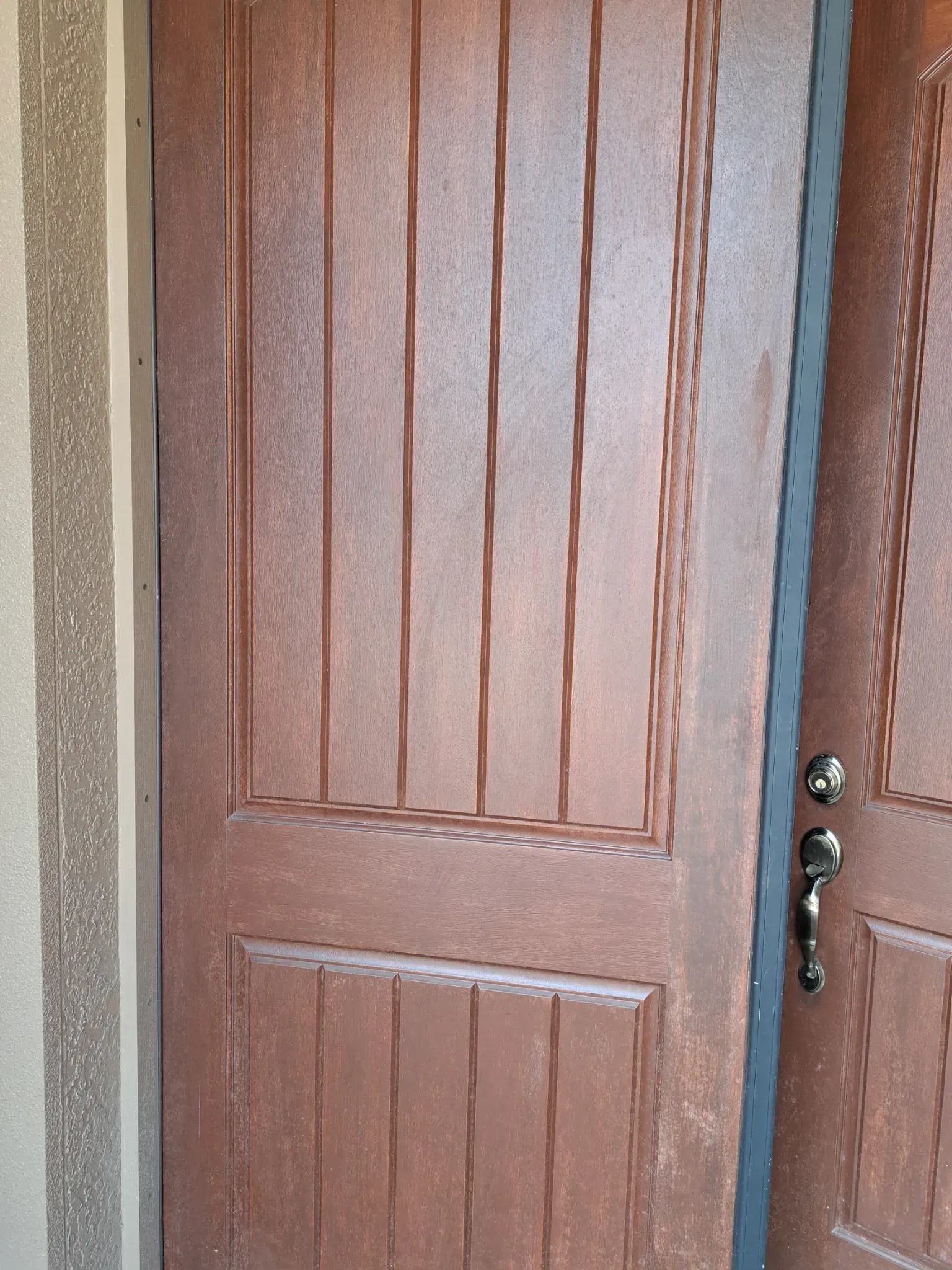 Sand and stain doors — before