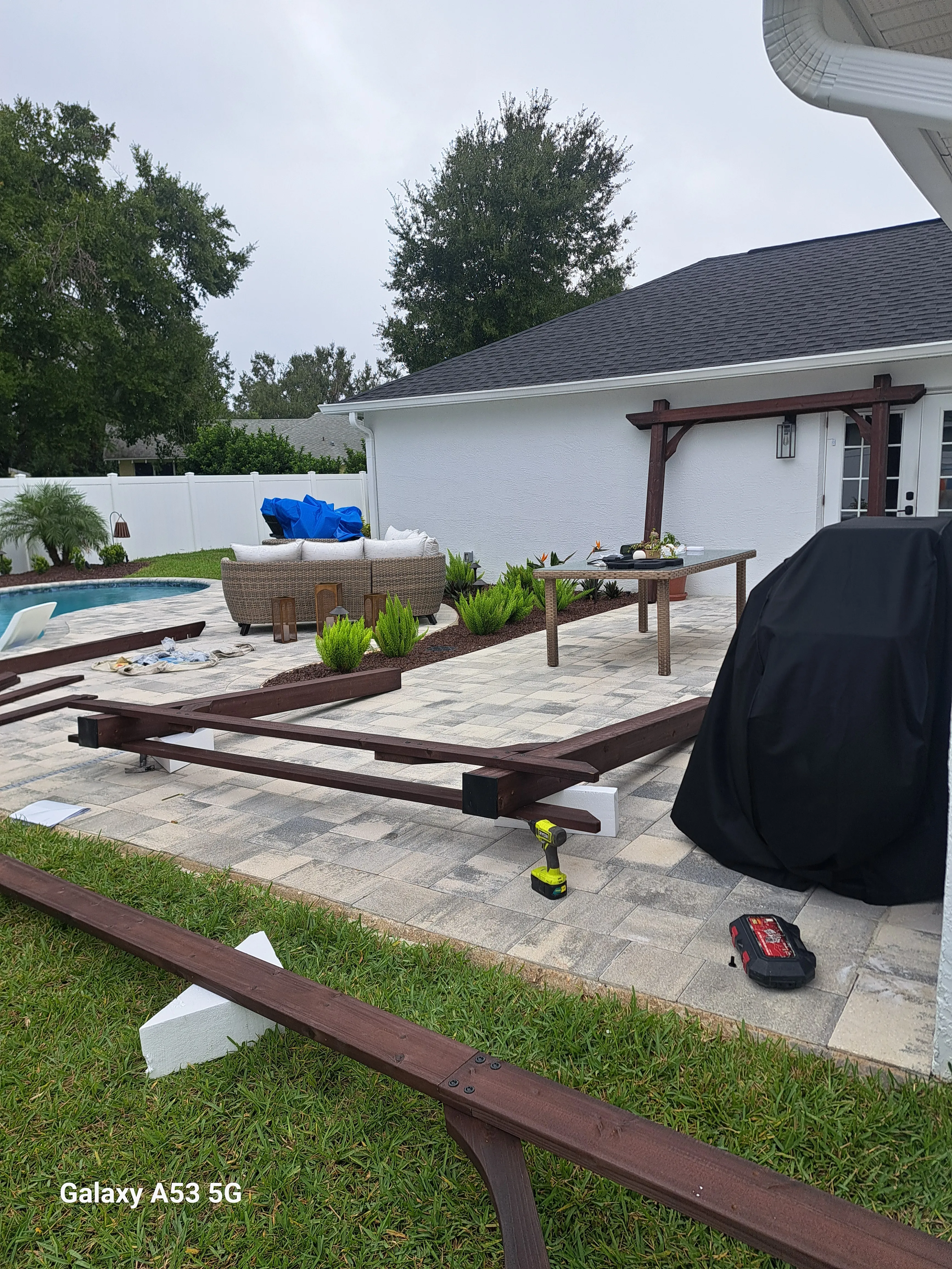 Pergola Assembly — before